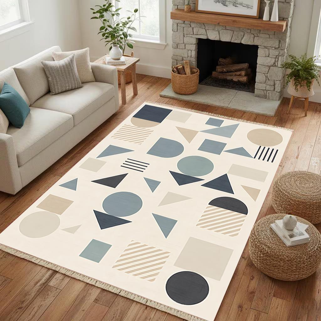 Modern Geometri Dokuma Taban Halı 375 YNGMarkaev
