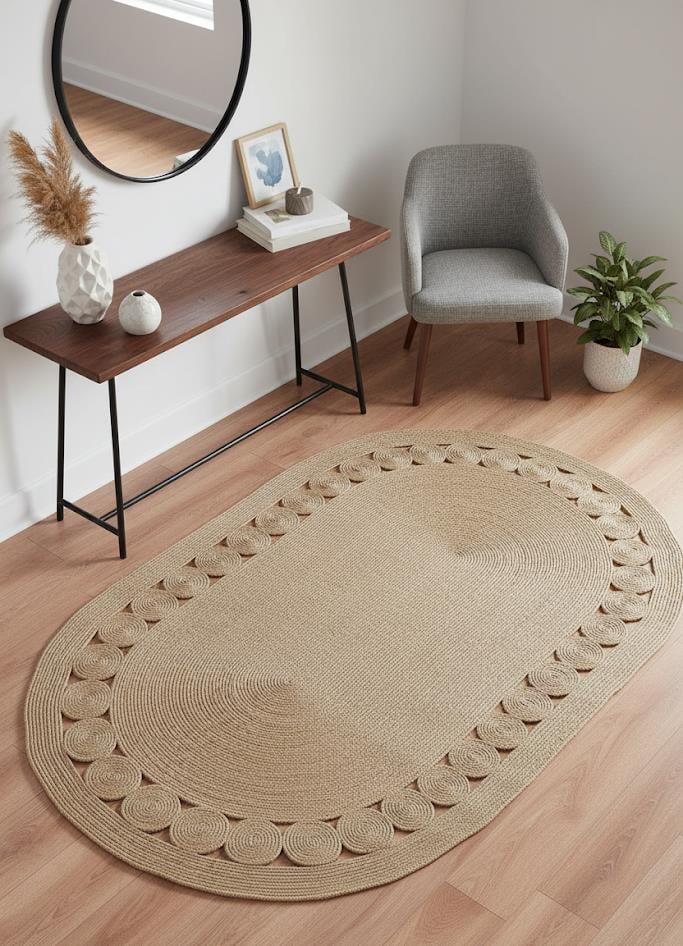 Nomad 032 Bej El Dokuma Naturel Hasır Örgü Jüt HalıMarkaev