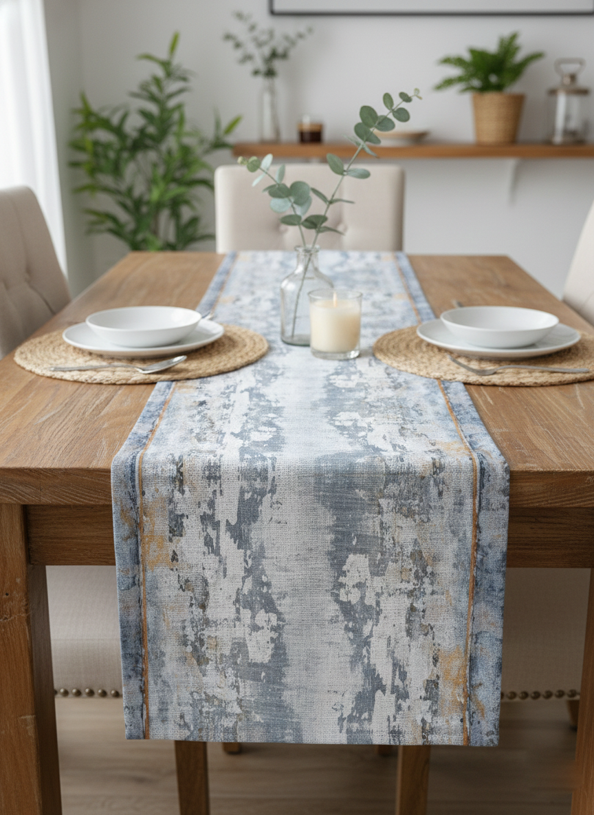 Okyanus Esintisi Pamuklu Masa Runner 0039– 50x150 cmMarkaev