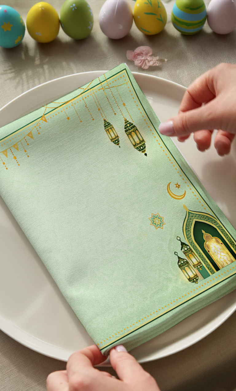 Pastel Green Ramadan Pamuklu 6'lı Peçete TakımıMarkaev
