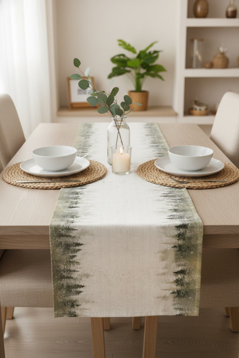 Pastel Orman Pamuklu Masa Runner 0042– 50x150 cmMarkaev