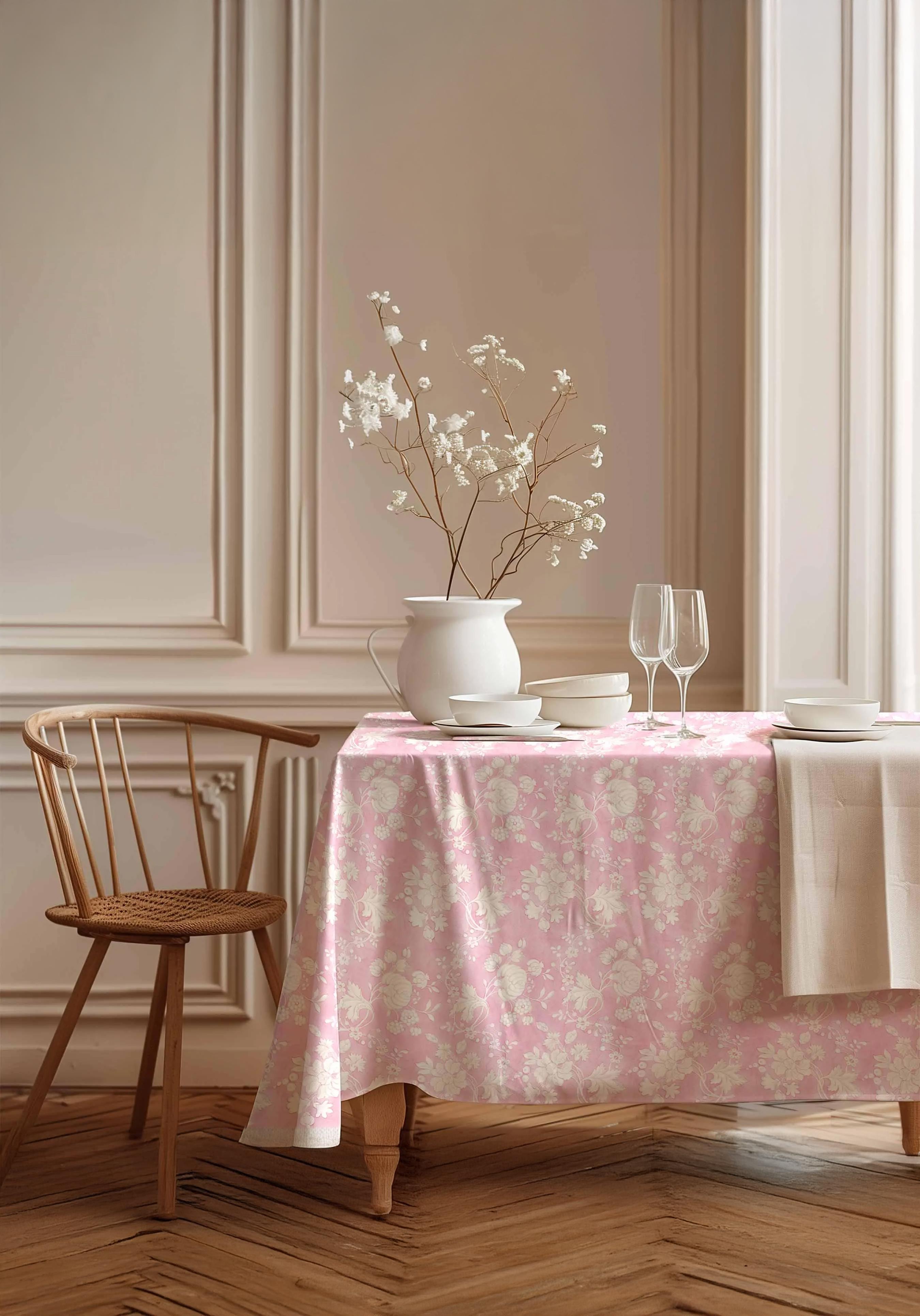 Pembe Botanica Nostalji Pamuk Masa Örtüsü MSAORT0052Markaev
