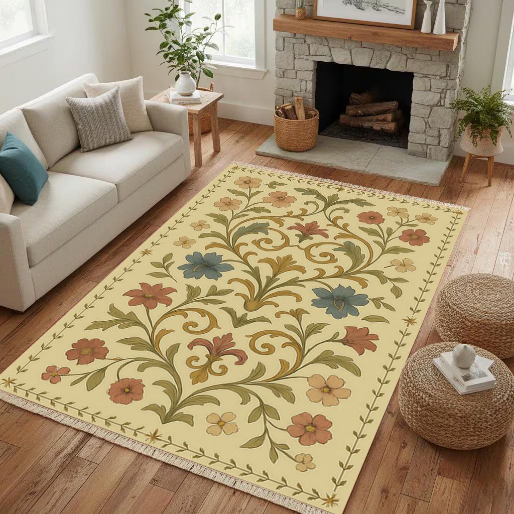 Şeftali Rengi Vintage Dokuma Taban Halı 397 YNGMarkaev