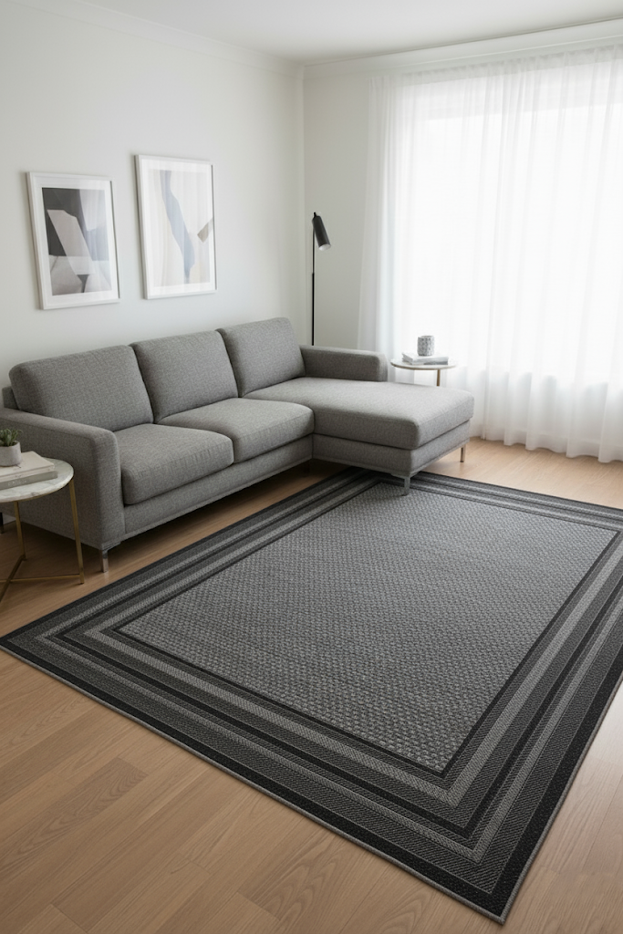 Siyah Gri Renk Modern Sisal Halı 3947a Siyah Açık GriMarkaev