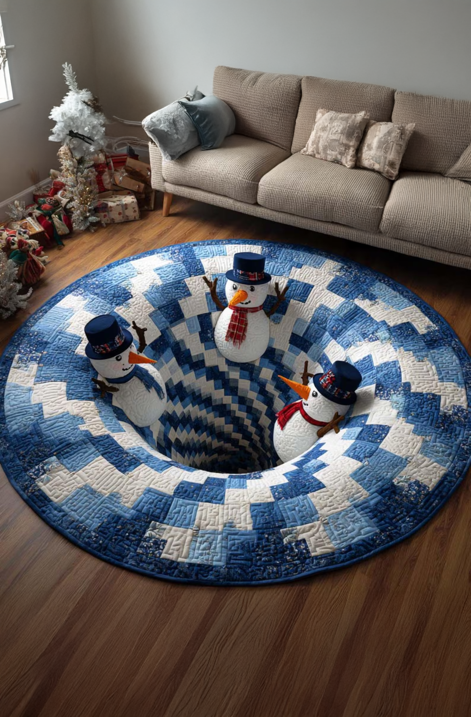Snowman Yılbaşı Temalı Baskılı Dokuma Taban Halı 511 YNGMarkaev