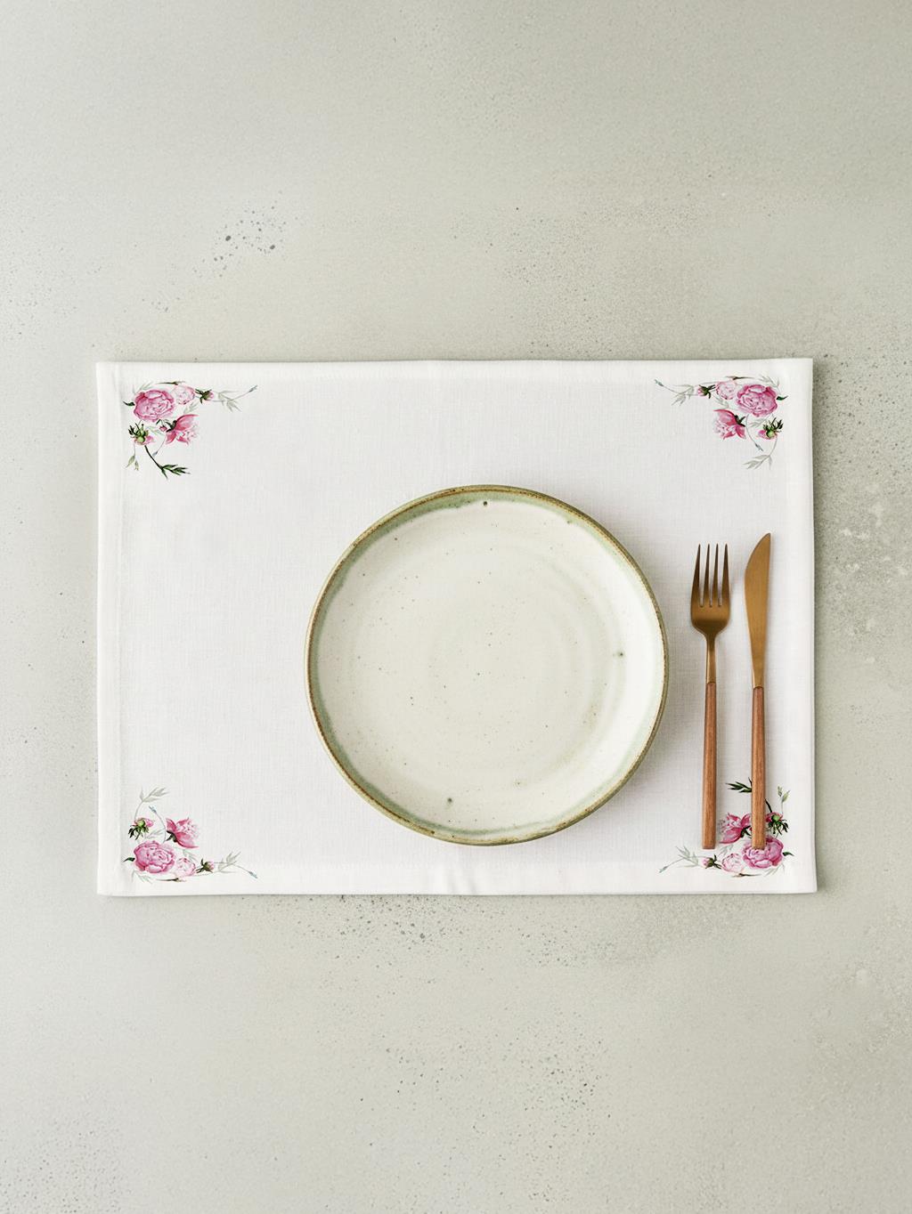 Soft Floral Pamuklu 4'lü Amerikan Servis TakımıMarkaev