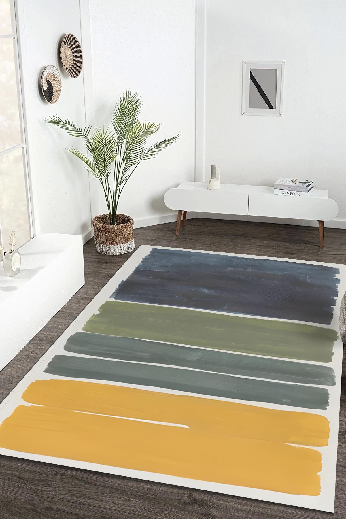 Soft Pastel Vuruşlu Desen Dijital Baskılı Zenit KilimMarkaev