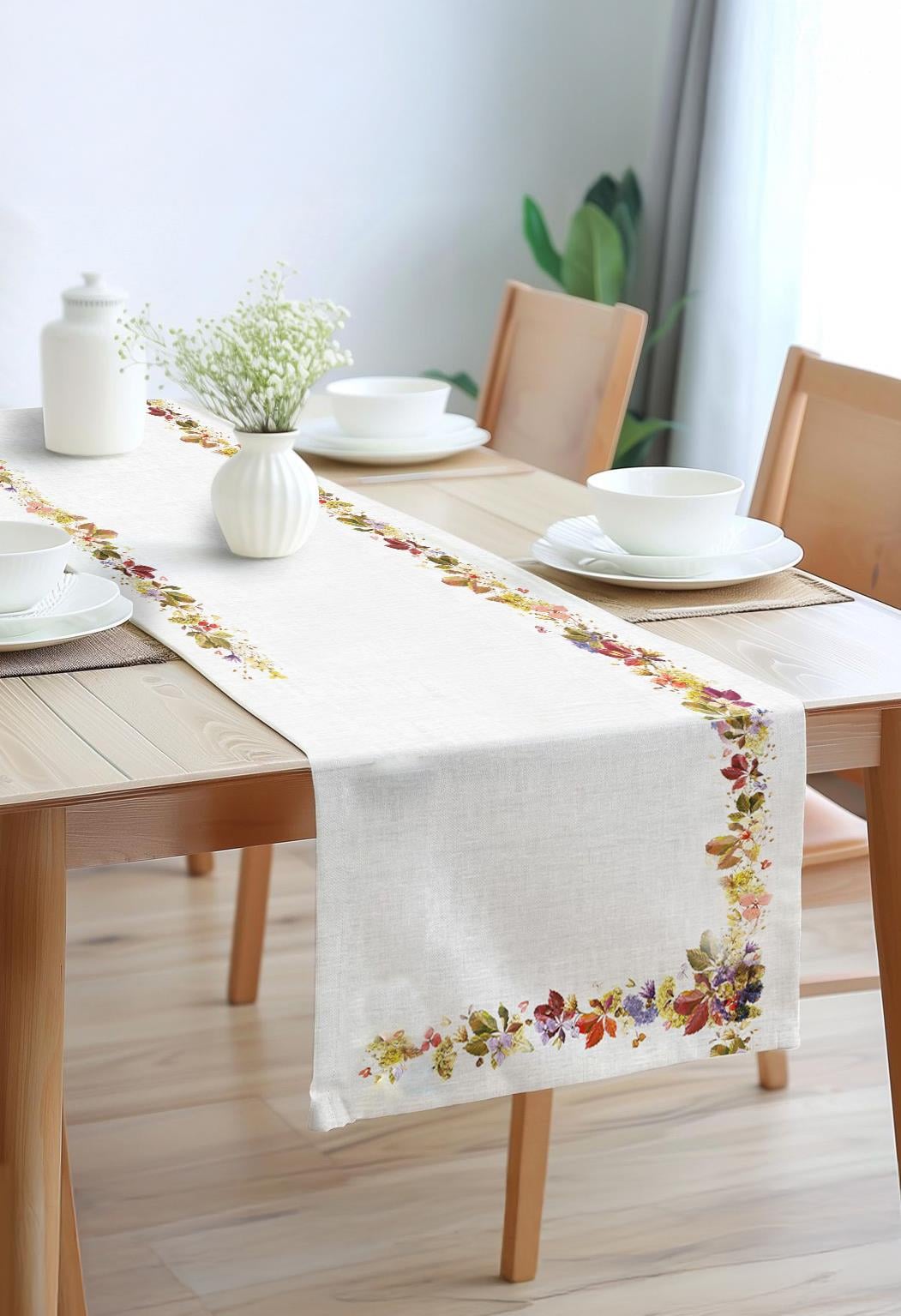 Sonbahar Yaprakları Pamuklu Masa Runner 0065– 50x150 cmMarkaev