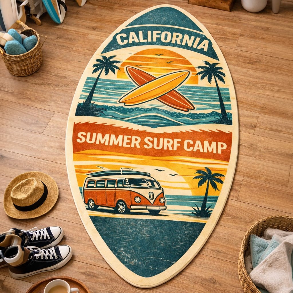 Surf Camp California Dokuma Taban Halı 588 YNGMarkaev