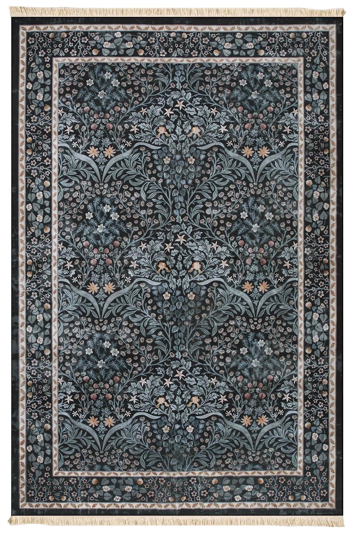 Vintage Çiçek Desenli Halı Etnik Kilim Dokuma Taban Halı 325 YNGMarkaev