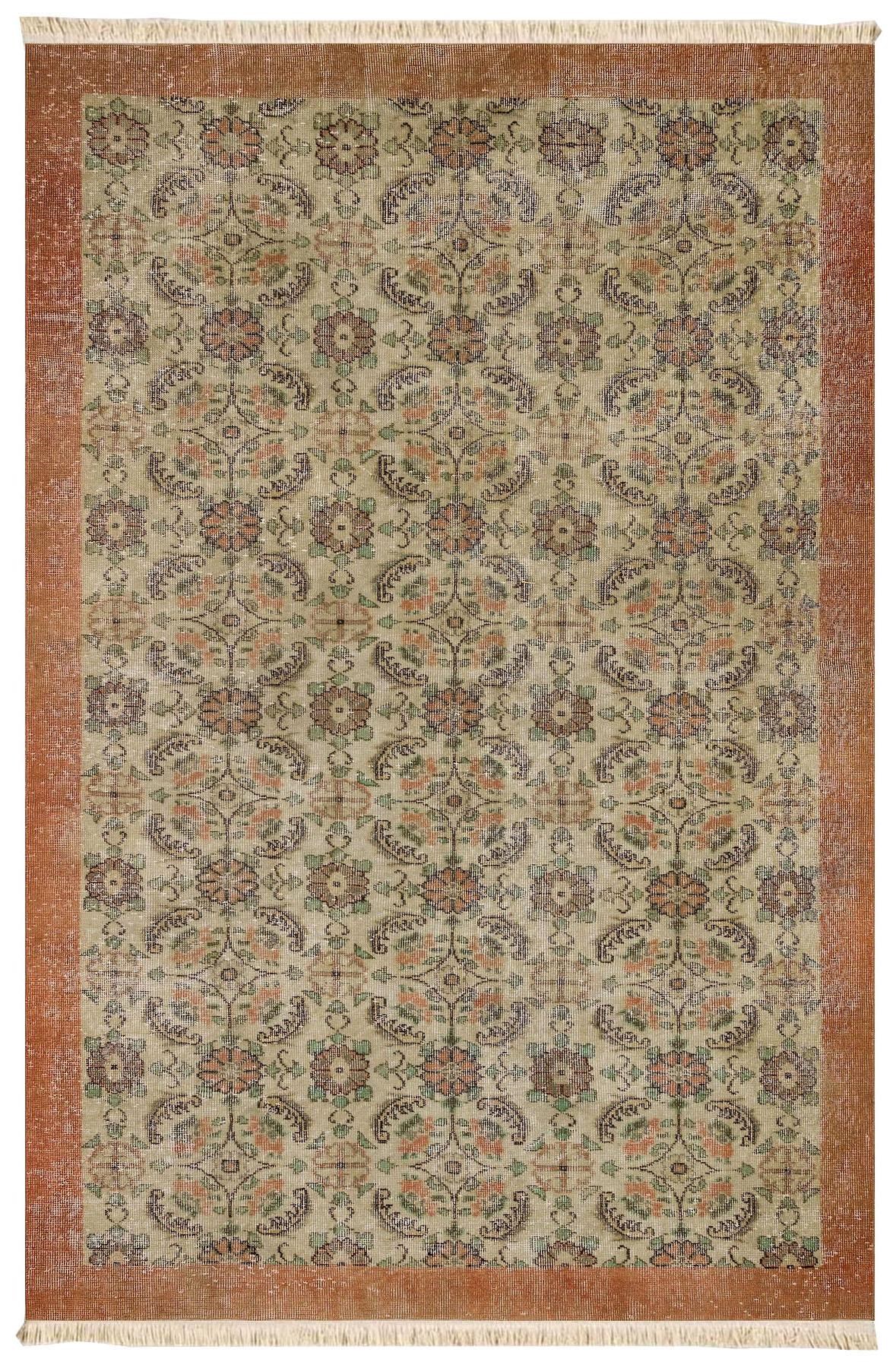 Vintage Desenli Bej Etnik Kilim Dokuma Taban Halı 321 YNGMarkaev