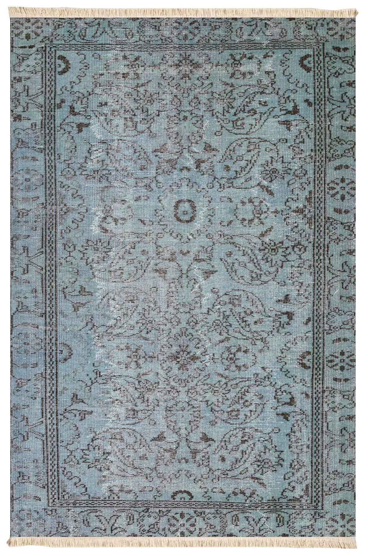 Vintage Mavi Etnik Kilim Dokuma Taban Halı 320 YNGMarkaev
