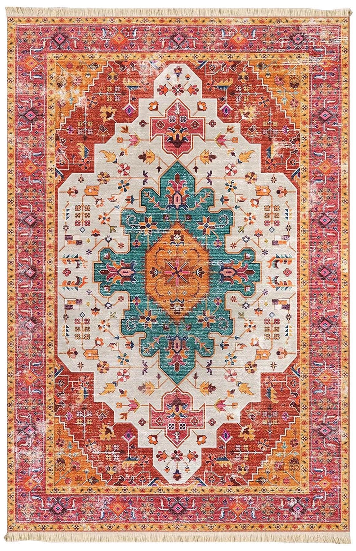 Vintage Renkli Desenli Halı Etnik Kilim Dokuma Taban Halı 326 YNGMarkaev