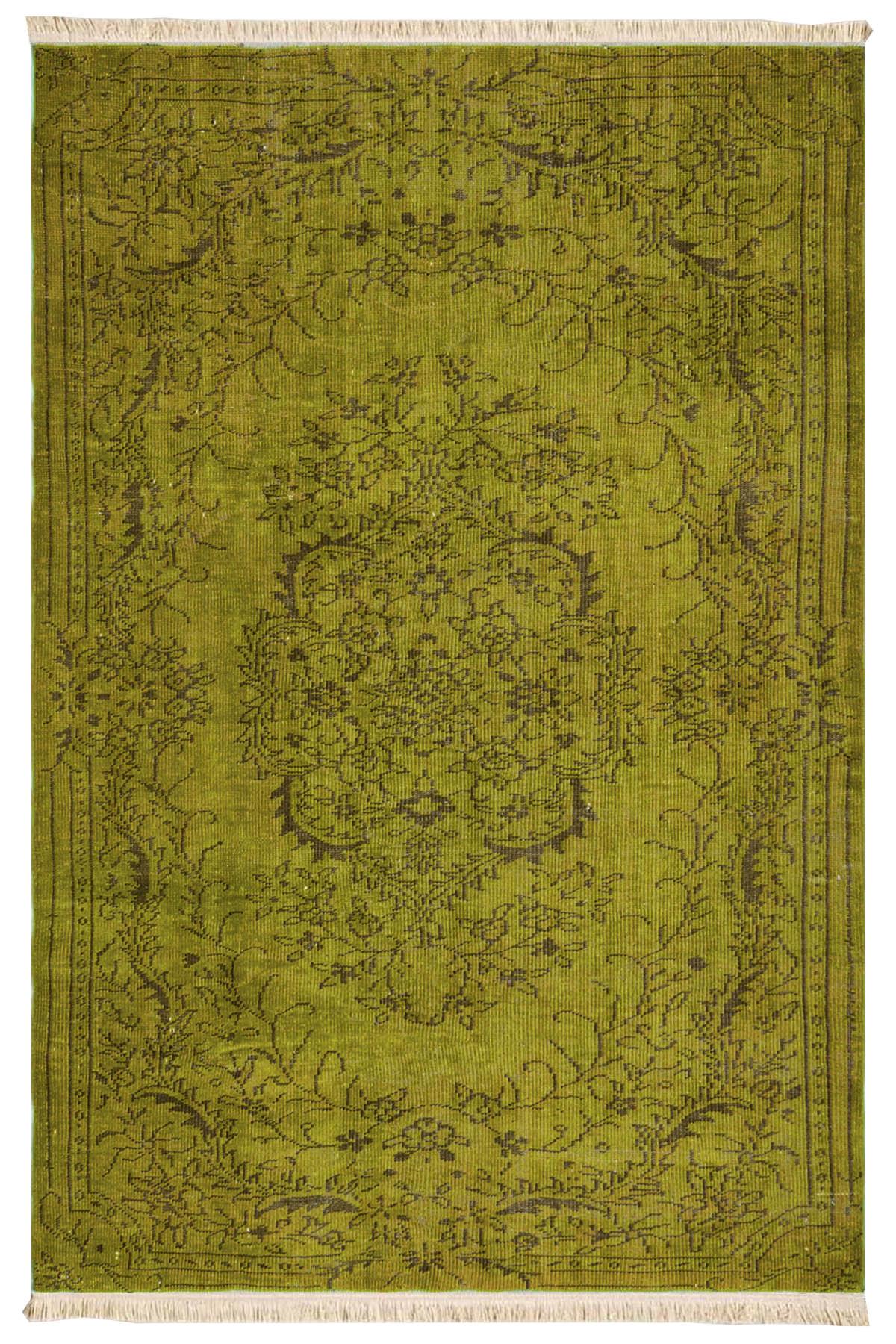 Vintage Yeşil Baskılı DokumaTaban Halı 122 YNGMarkaev