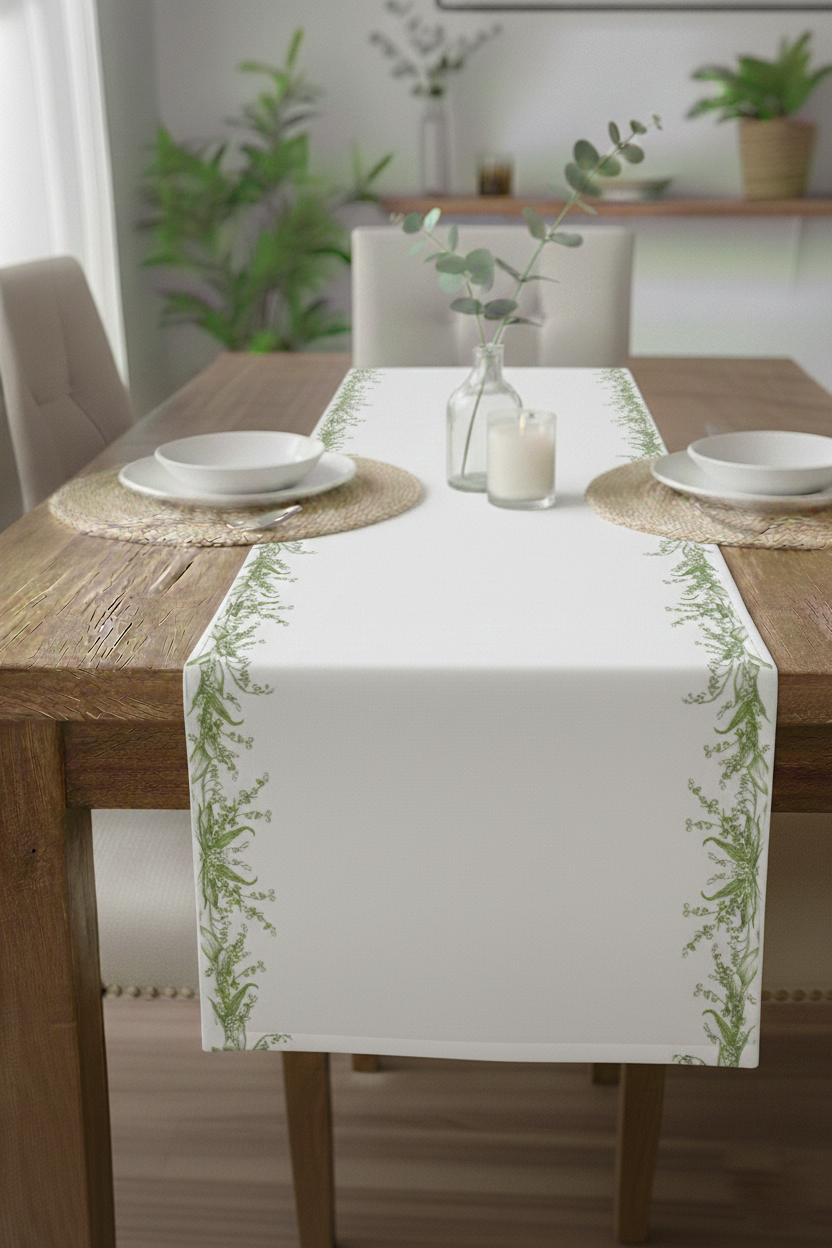 Viyana Bordür Pamuklu Masa Runner 0085– 50x150 cmMarkaev