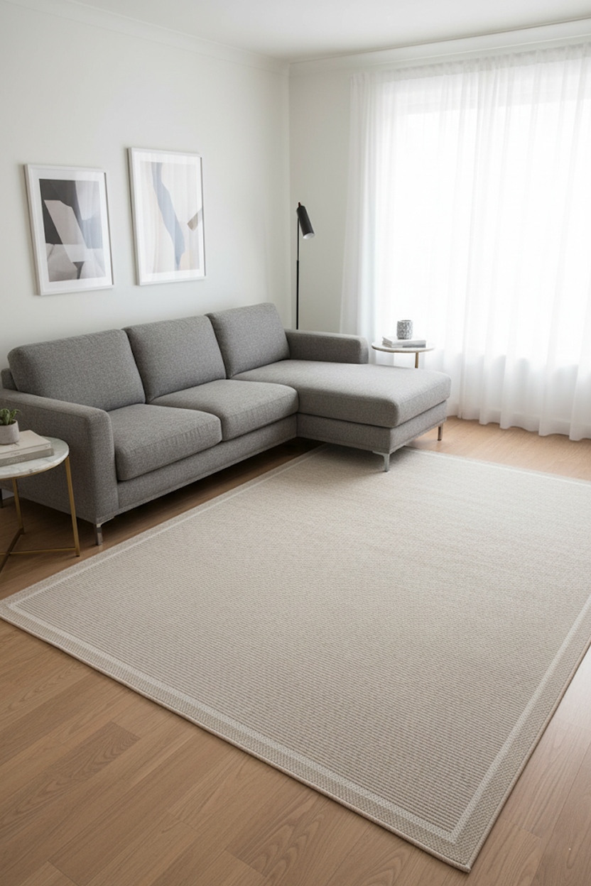 Vizon Renk Modern Sisal Halı 3935b Vizon KremMarkaev