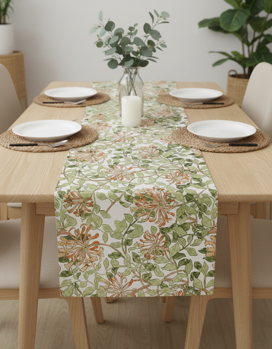 Yeşil Vadi Pamuklu Masa Runner 0077– 50x150 cmMarkaev