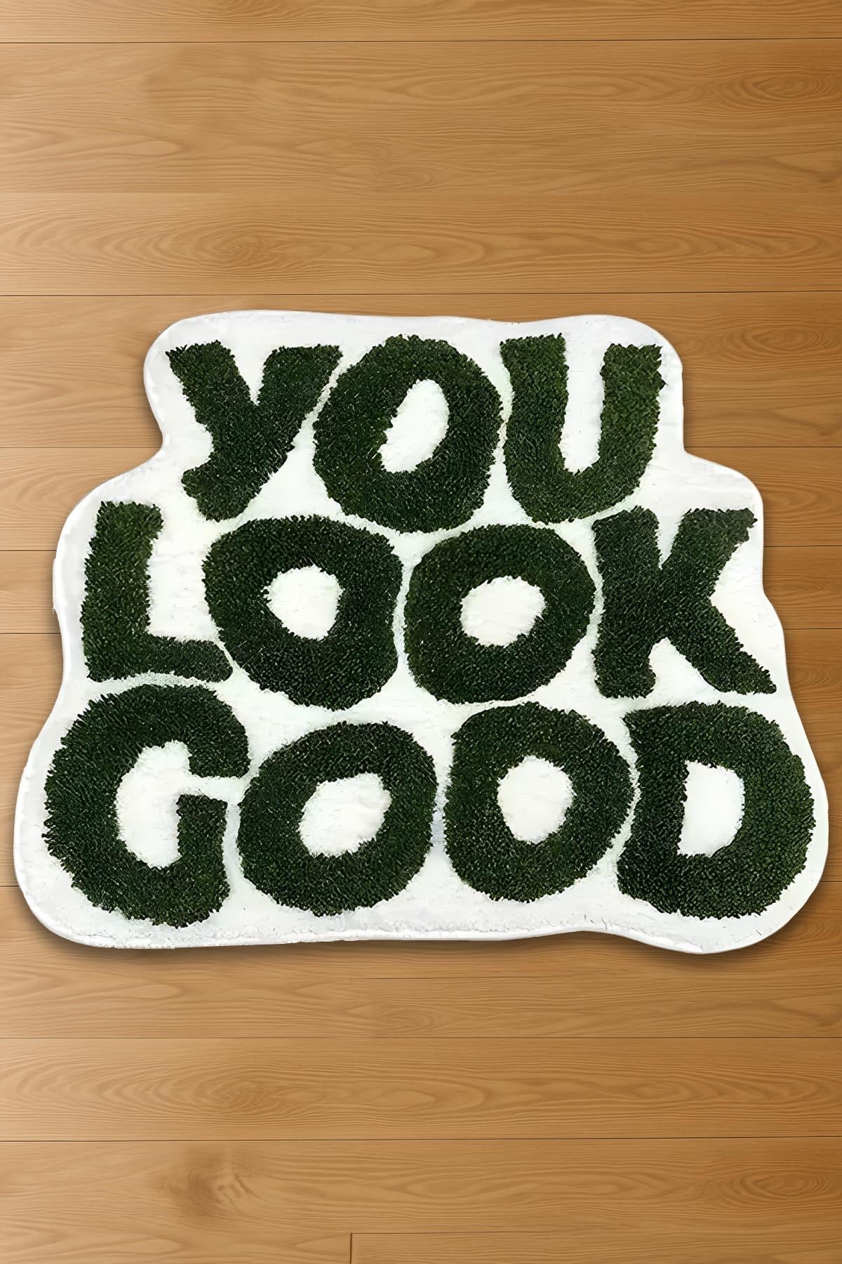 You Look Good Baskılı Yuvarlak Dokuma Taban Halı 176 YNGMarkaev