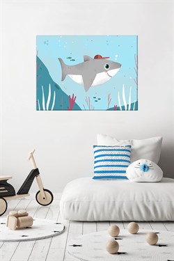 198 Sevimli Köpekbalığı Kanvas Çocuk Tablo {MARKA MODELLERİ} {MARKA EN UCUZ}