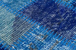 Özel Mavi Rengİ El Dokuma Patchwork Halı Paspas-50x80