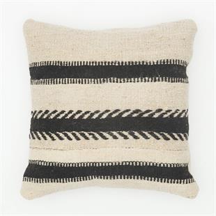 BEYAZ SİAYH RENGİ BOHEM DESEN KENDİR KİLİM YASTIK KILIFI