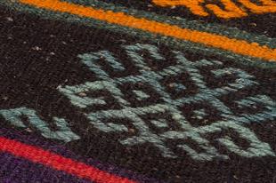 GERÇEK EL YAPIMI SİYAH RENGİ KEÇİ KILI YÜNLÜ KİLİM PASPAS