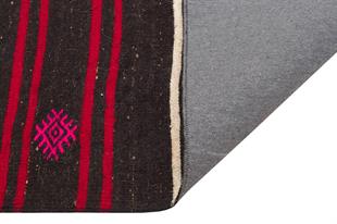 GERÇEK EL DOKUMA BEYAZ KIRMIZI RENGİ ÇİZGİLİ KEÇİ KILI YÜN KİLİM