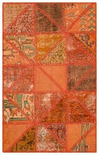 GENELEKSEL EL DOKUMA TURUNCU RENGİ PATCHWORK HALI PASPAS