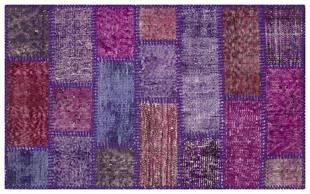 GENELEKSEL EL DOKUMA MOR RENGİ PATCHWORK HALI PASPAS