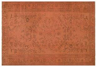 GENELEKSEL EL YAPIMI KOYU BAKİR RENGİ ESKİTME VİNTAGE HALISI