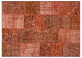 Geneleksel El Dokuma Kiremit Rengi Patchwork Halı
