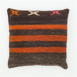 GERÇEK EL DOKUMA TURUNCU  RENGİ DESENLİ  ÇAPUT PALA KİLİM YASTIK KILIFI