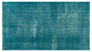 GERÇEK EL DOKUMA TURKUAZ RENGİ DESENSİZ YOLLUK VİNTAGE HALI