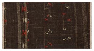 GENELEKSEL EL DOKUMA KAHVERENGİ BOHO DESEN KEÇİ KILI KİLİMİ