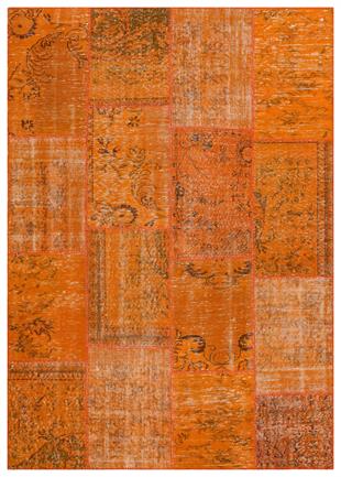 Geneleksel El Dokuma Turuncu Rengi Patchwork Halı