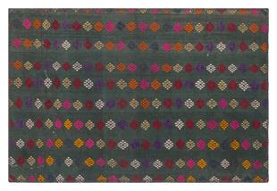 GERÇEK EL DOKUMA YEŞİL ÇİÇEKLİ DESEN KİLİM PASPAS