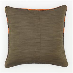 SİYAH RENK TURUNCU ORTA ÇİZGİLER EL DOKUMA YASTIK KILIFI