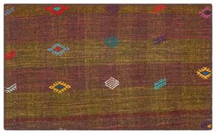 SARİ MÜRDÜM RENGİ EL DOKUMA KEÇİ KILI KİLİM PASPAS