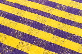 MAVİ RENGİ KARELİ DESEN EL DOKUMA VİNTAGE KİLİM  