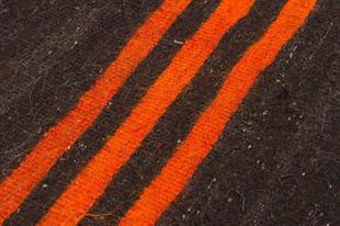 GENELEKSEL EL DOKUMA  BORDO TURUNCU  ÇİZGİLİ ANADOLU KİLİM