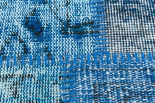 GENELEKSEL EL DOKUMA MAVİ RENGİ PATCHWORK HALI PASPAS