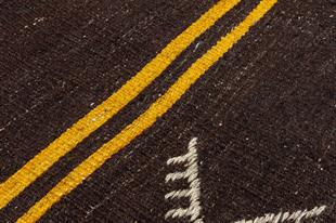 ANADOLU EL DOKUMA SARİ RENGİ ÇİZGİLİ DESEN KEÇİ KİLİM