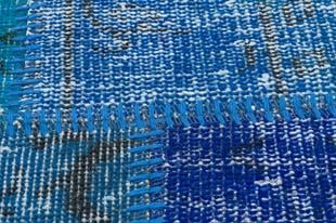 GENELEKSEL EL DOKUMA MAVİ RENGİ PATCHWORK HALI PASPAS