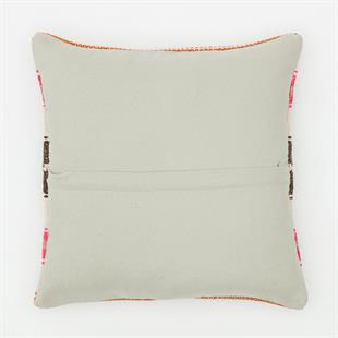 EL DOKUMA BEYAZ RENK PEMBE KAHVERENGİ ASTARLI YASTIK KILIFI