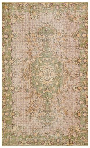 GENELEKSEL EL DOKUMA NATUREL RENGİ ÇİÇEKLİ DESEN ESKİTME VİNTAGE HALISI