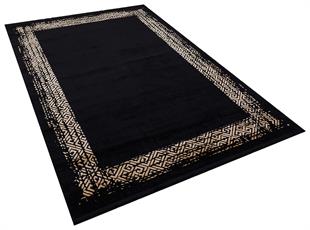 HALICA TENOM SİYAH ALTİN RENGİ ÇİÇEKLİ MODREN BAMBU HALI