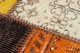 Geneleksel El Dokuma Kahve Multi Rengi Patchwork Halı