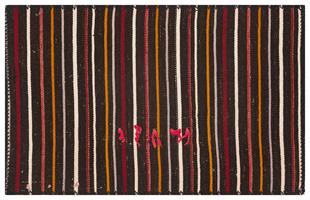 GELENEKSEL EL DOKUMA ÇOK RENGİ ÇİZGİLİ DESEN ÇAPUT PATA KİLİM PASPAS