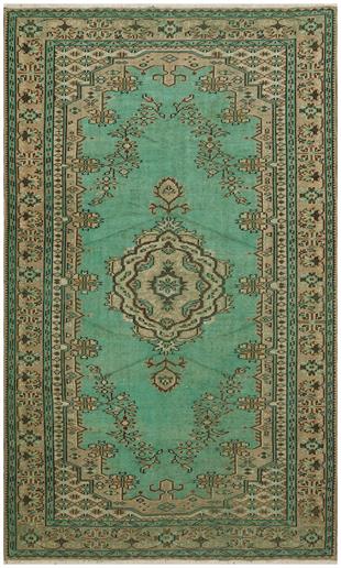 GERÇEK EL DOKUMA  VİZON YEŞİL RENGİ GÖBEKLİ DESEN YÜN HALISI