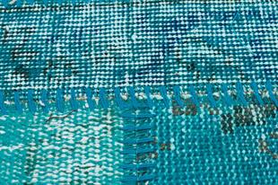 GENELEKSEL EL DOKUMA TURKUAZ RENGİ PATCHWORK HALI PASPAS